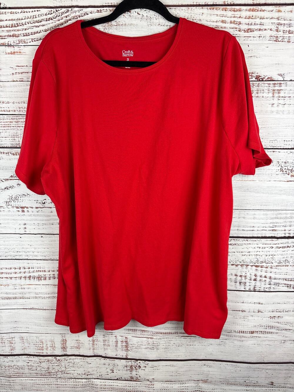 Croft & Barrow Classic Knit Cotton Short Sleeve Crewneck T Shirt Top Womens 2X